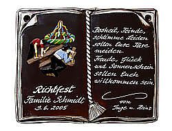Keramikschild als Buch f&uuml;r Ehrungen und besondere Anl&auml;sse - Gr&ouml;&szlig;e: 27x22 cm 