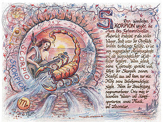 Sternbild Skorpion auf Antikpapier im A4-Format 