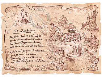 Zunftbild Busfahrer auf Antikpapier im A4-Format 