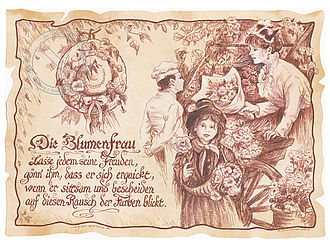 Zunftbild Floristin auf Antikpapier im A4-Format 