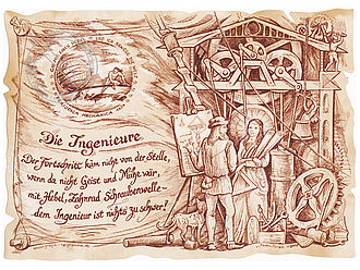 Zunftbild Ingenieure auf Antikpapier im A4-Format 