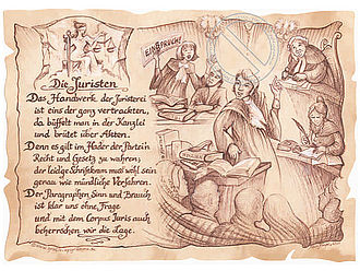 Zunftbild Jurist auf Antikpapier im A4-Format 