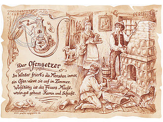Zunftbild Ofensetzer auf Antikpapier im A4-Format 