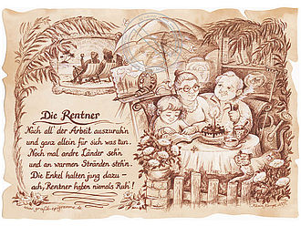 Zunftbild Rentner auf Antikpapier im A4-Format 