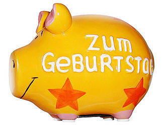 Cooles Keramik - Sparschwein -- zum Geburtstag 