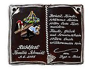Buch aus Keramik in dunklen Naturfarben mit aufmodelliertem Motiv. Alle Motive sind fein ausgemalt. Sie zeigen einen klar ...... Keramikschild als Buch für Ehrungen und besondere Anlässe - Größe: 27x22 ...