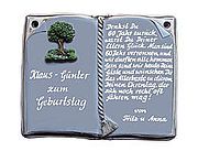 Keramikschild als Buch f&uuml;r Ehrungen und besondere Anl&auml;sse - Gr&ouml;&szlig;e: 27x22 cm 