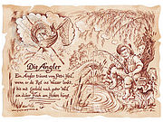 Sportbild Angler auf Antikpapier im A4-Format 