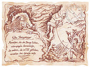 Sportbild Bergsteiger auf Antikpapier im A4-Format 