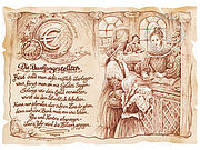 Zunftbild Bankangestellter auf Antikpapier im A4-Format 