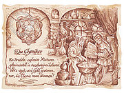 Zunftbild Chemiker auf Antikpapier im A4-Format 