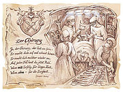 Zunftbild Chirurg auf Antikpapier im A4-Format 