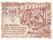 Zunftbild Druckerei auf Antikpapier im A4-Format 