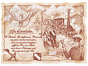 Zunftbild Eisenbahn auf Antikpapier im A4-Format 