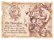 Zunftbild Floristin auf Antikpapier im A4-Format 
