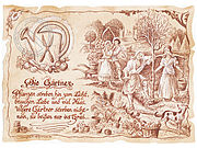 Zunftbild G&auml;rtner auf Antikpapier im A4-Format 