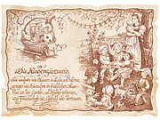 Zunftbild Kinderg&auml;rtnerin auf Antikpapier im A4-Format 