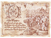 Zunftbild Winzer auf Antikpapier im A4-Format 