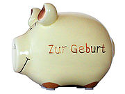 Cooles Keramik - Sparschwein -- zur Geburt 