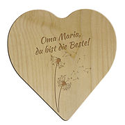 Geschenk: Holzschild 18x18x1 cm Herzform f&uuml;r die beste Oma der Welt und Ihrem  