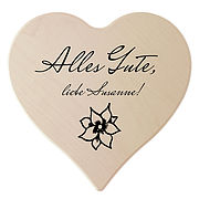Holzschild in Herzform 18x18x1 cm mit Ihrem Text 