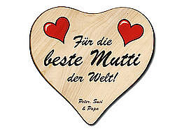 Holzherz mit Wunschtext