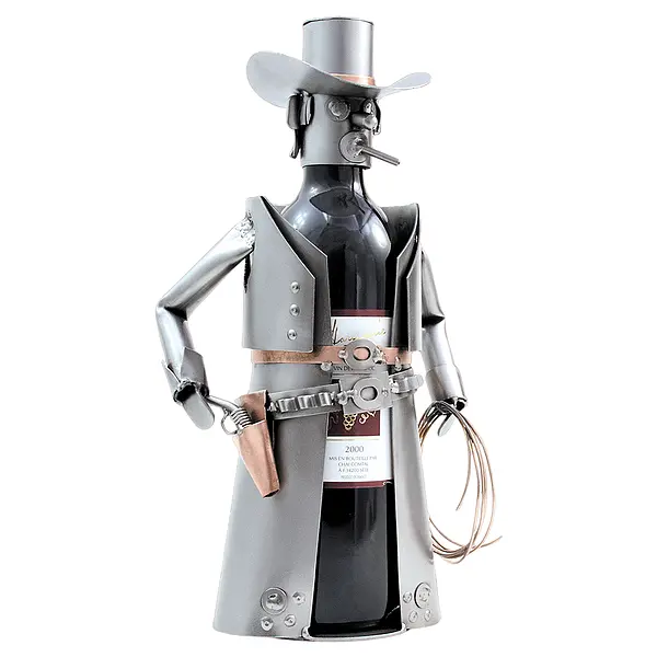 Flasche mit günstig Kaufen-Weinflaschenhalter mit Motiv - Cowboy -. Weinflaschenhalter mit Motiv - Cowboy - <![CDATA[Weinständer Wild West  Ein exklusiver und sehr dekorativer Weinhalter ist ein gutes Geschenk für Weinkenner. Er sorgt für die richtige Präsentation und Aufb