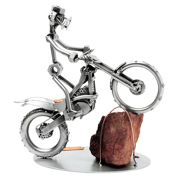 Schraubenmännchen mit Trial Motorrad