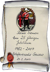 Artelithschild als Urkunde für Ehrungen und besondere Anlässe Größe 19x22 cm  - Onlineshop 1a Geschenkeshop