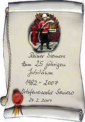 Artelithschild als Urkunde für Ehrungen und besondere Anlässe - Größe: 19x22 cm