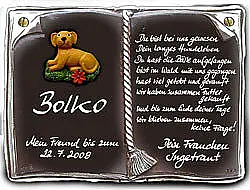 Zu Ehrungen und besondere Anlässen ein Buch als Keramikschild – Größe: 22×17 cm