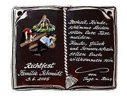 Keramik Buch als Schild für Ehrungen und besondere Anlässe - Größe: 27x22 cm