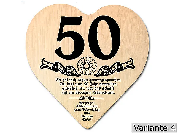 Holzschild günstig Kaufen-Herz Holzschild mit Wunschtext Geschenk zum 50. Geburtstag. Herz Holzschild mit Wunschtext Geschenk zum 50. Geburtstag <![CDATA[Geschenk zum 50. Geburtstag: Holzschild in der Größe 18 x 18 x 1 cm. Als Material werden europäische Laubhölzer eingesetzt.