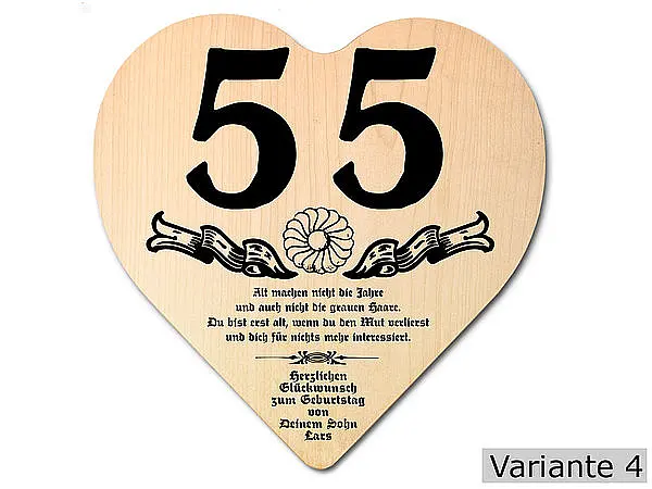 Herz 18 günstig Kaufen-Herz Holzschild mit Wunschtext Geschenk zum 55. Geburtstag. Herz Holzschild mit Wunschtext Geschenk zum 55. Geburtstag <![CDATA[Geschenk zum 55. Geburtstag: Holzschild in der Größe 18x18x1 cm. Als Material werden europäische Laubhölzer eingesetzt. Die