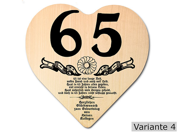 Geschenk zum 65. Geburtstag: Herz Holzschild mit Wunschtext G4412 | eBay