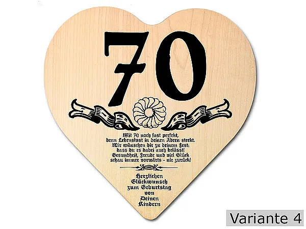 Herz mit günstig Kaufen-Herz Holzschild mit Wunschtext Geschenk zum 70. Geburtstag. Herz Holzschild mit Wunschtext Geschenk zum 70. Geburtstag <![CDATA[Geschenk zum 70. Geburtstag: Holzschild in der Größe 18x18x1 cm. Als Material werden europäische Laubhölzer eingesetzt. Die