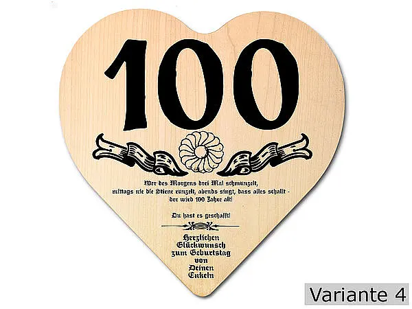 Set Holz günstig Kaufen-Herz Holzschild mit Wunschtext Geschenk zum 100. Geburtstag. Herz Holzschild mit Wunschtext Geschenk zum 100. Geburtstag <![CDATA[Geschenk zum 100. Geburtstag: Holzschild in der Größe 18x18x1 cm. Als Material werden europäische Laubhölzer eingesetzt. 