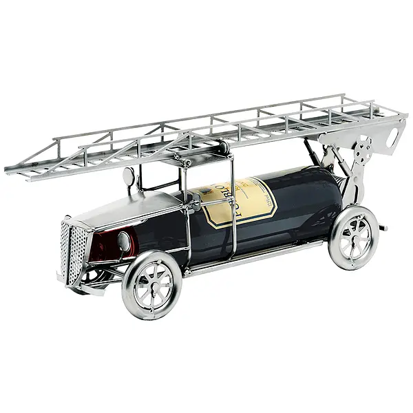 Weinflaschenhalter als alte Feuerwehr mit Drehleiter