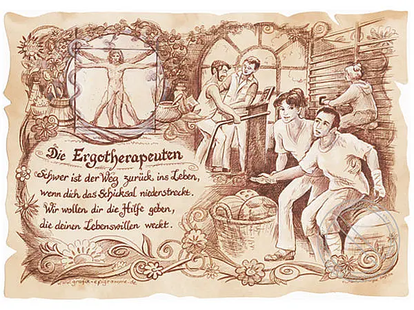 Zunftbild Ergotherapeut auf Antikpapier im A4-Format