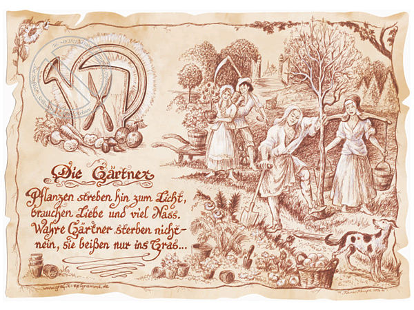 Zunftbild Gärtner auf Antikpapier im A4-Format