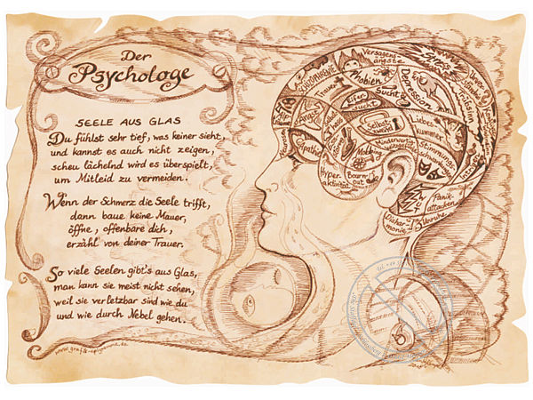 Zunftbild Psychologe auf Antikpapier im A4-Format