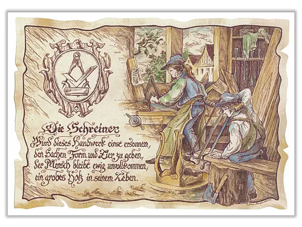 Zunftbild Schreiner auf Antikpapier im A4-Format