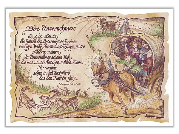 Zunftbild Unternehmer auf Antikpapier im A4-Format