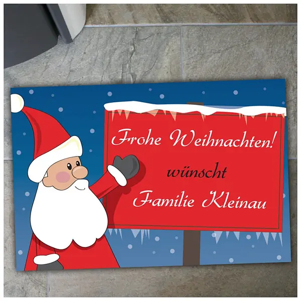 Fußmatte  "Frohe Weihnachten" mit Weihnachtsmann