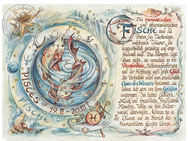Sternbild Fische auf Antikpapier im A4-Format