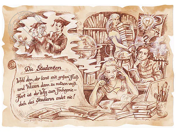 Zunftbild Student auf Antikpapier im A4-Format