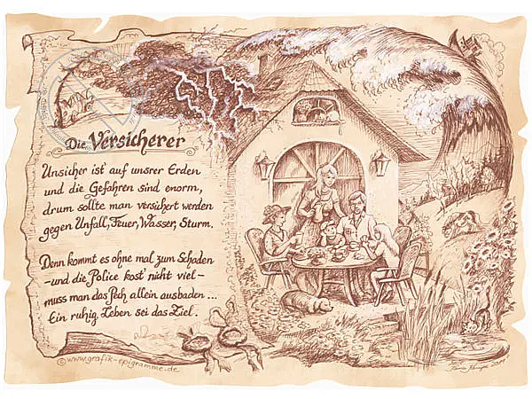 Zunftbild Versicherer auf Antikpapier im A4-Format
