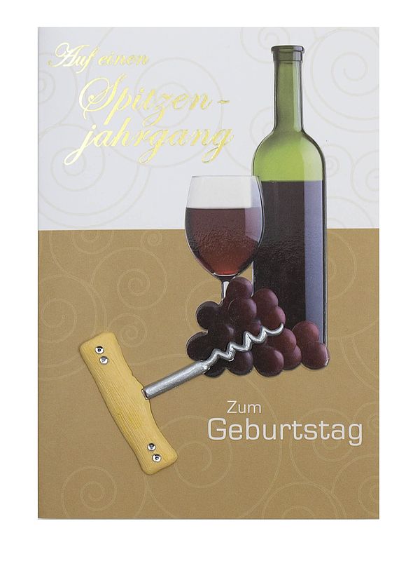 Geburtstagskarte Wein zum Geburtstag mit Briefumschlag