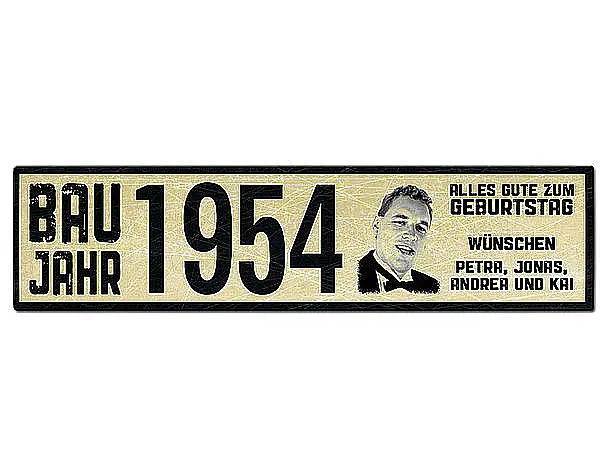 Geburtstagsschild vintage look – historisches Nummernschild