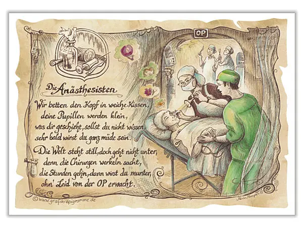 Zunftbild Anästhesist auf Antikpapier im A4-Format